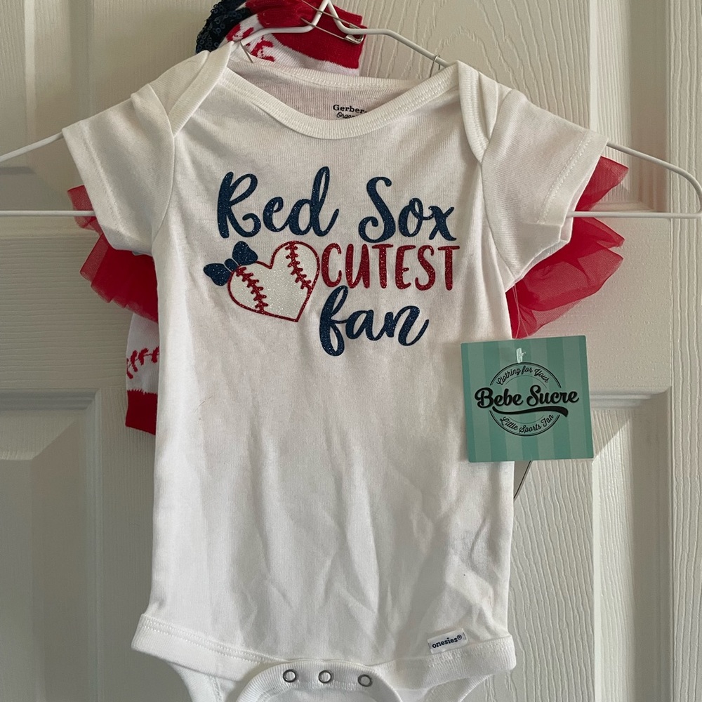 Red Sox onesie, tutu and leg warmers